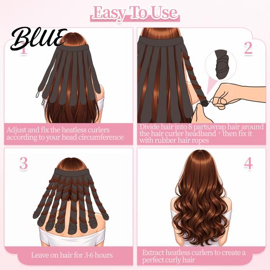 Portable Hair Styling Accessory No Heat Curling Rod Headband Curler fo Long Thick Hair Travel Friendly Tool Curls Roller with Eight Claws,