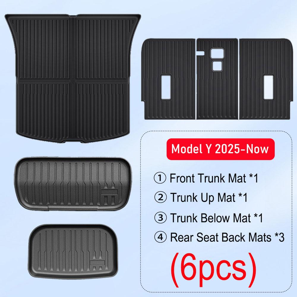 Front Rear Trunk Mat for 2025 2026 Tesla Model Y Juniper Cargo Mat Rear Seat Back Cover SeatBack Liner Pad Protector Accessories