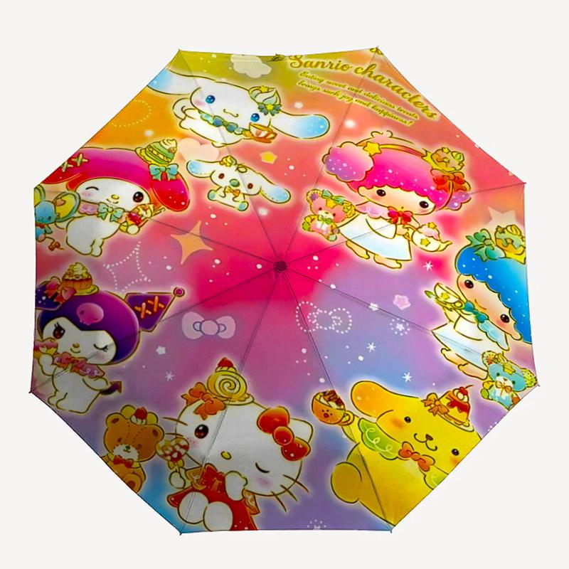 1pc Sanrio Characters Automatic Folding Umbrella - Portable Three-Fold Design with 8-Bone Iron Frame, Perfect for Outdoor Use, Festive Gifts, Fans, Tr