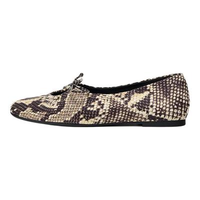 Versatile Commuter Printed Pleated Bow Ballet Casual Flats 1cm Women Flats Snake-Print 13503510-38