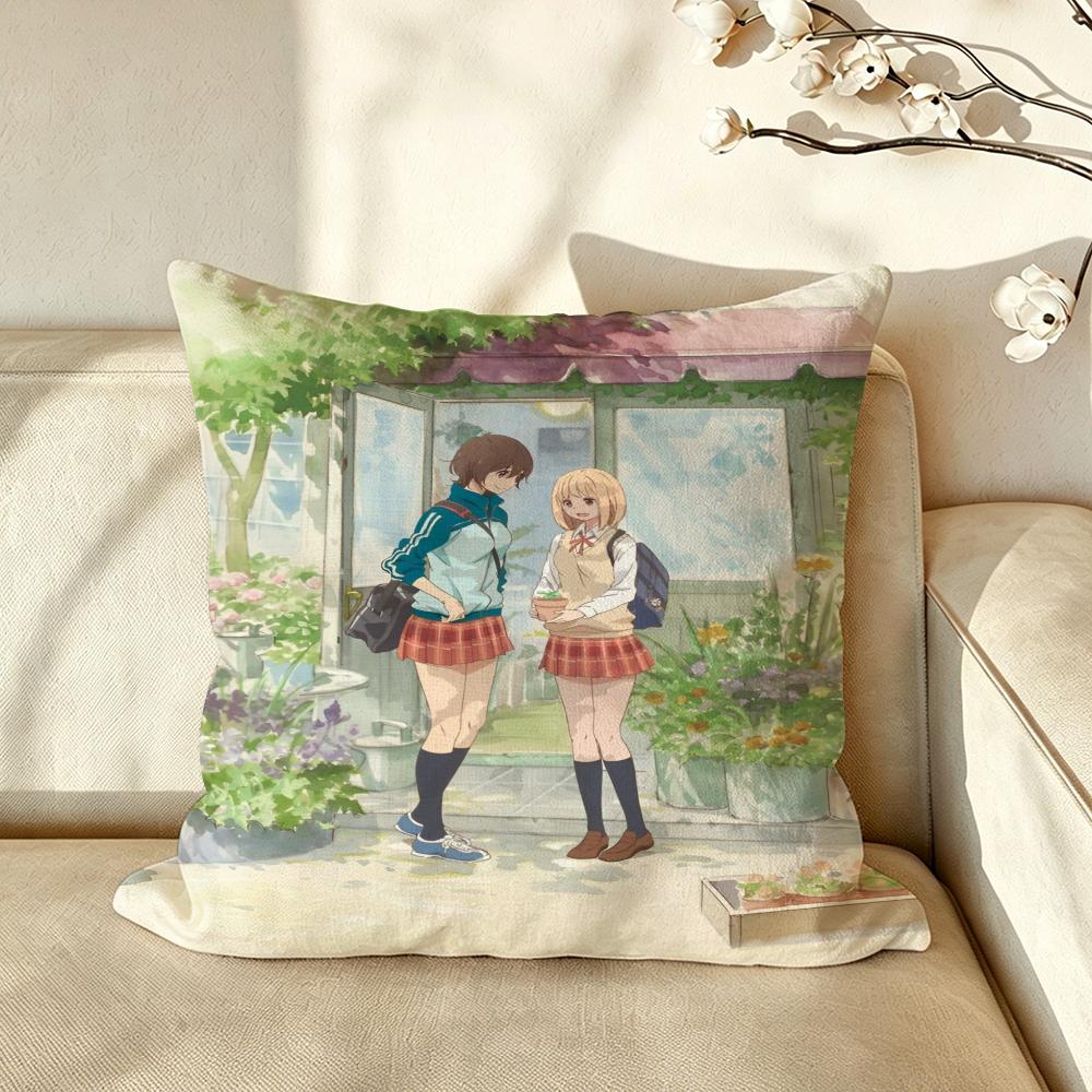Anime AAsagao to KKasesan Cushion Cover Pillow Case Antidustmite Pillowcase Silky Short Plush Sofa Cushion Cover hot
