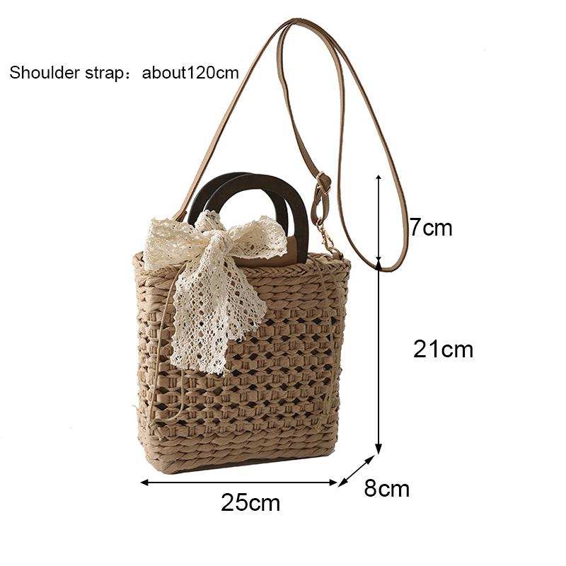 Yogodlns Summer Straw Bag Women Bohemian Straw Beach Bag Casual Handle Bag Large Capacity C rossbody Bag Handmade Lady Purse