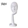 Talos Abstract Contemplative Face Resin Sculpture, Minimalist Hand-on-Chin Bust Statue for Desk Living Room Office, Creative Art Decor Entryway