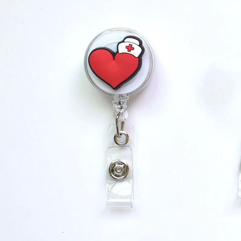 1pc High Quality Silicone Retractable Hospital Nurse Badge Holder Reel Cute Cartoon ID Card Holder Keychains