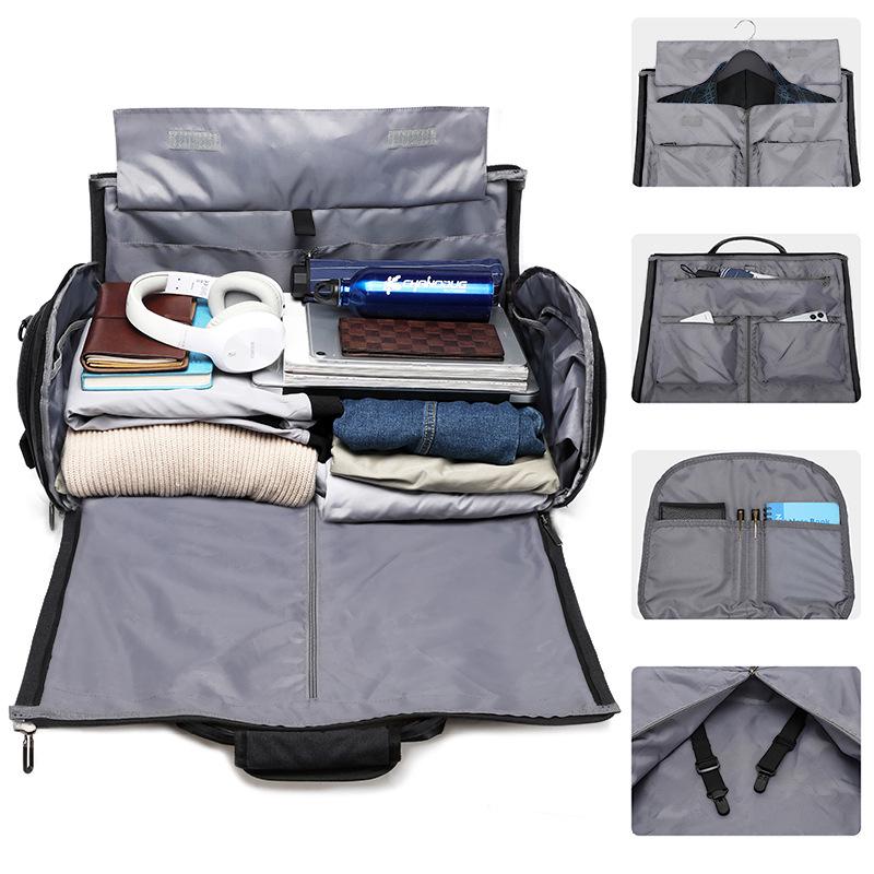 Foldable Business Travel Bag: Large Capacity, Wet/Dry Separation, Luggage Handle Attachment
