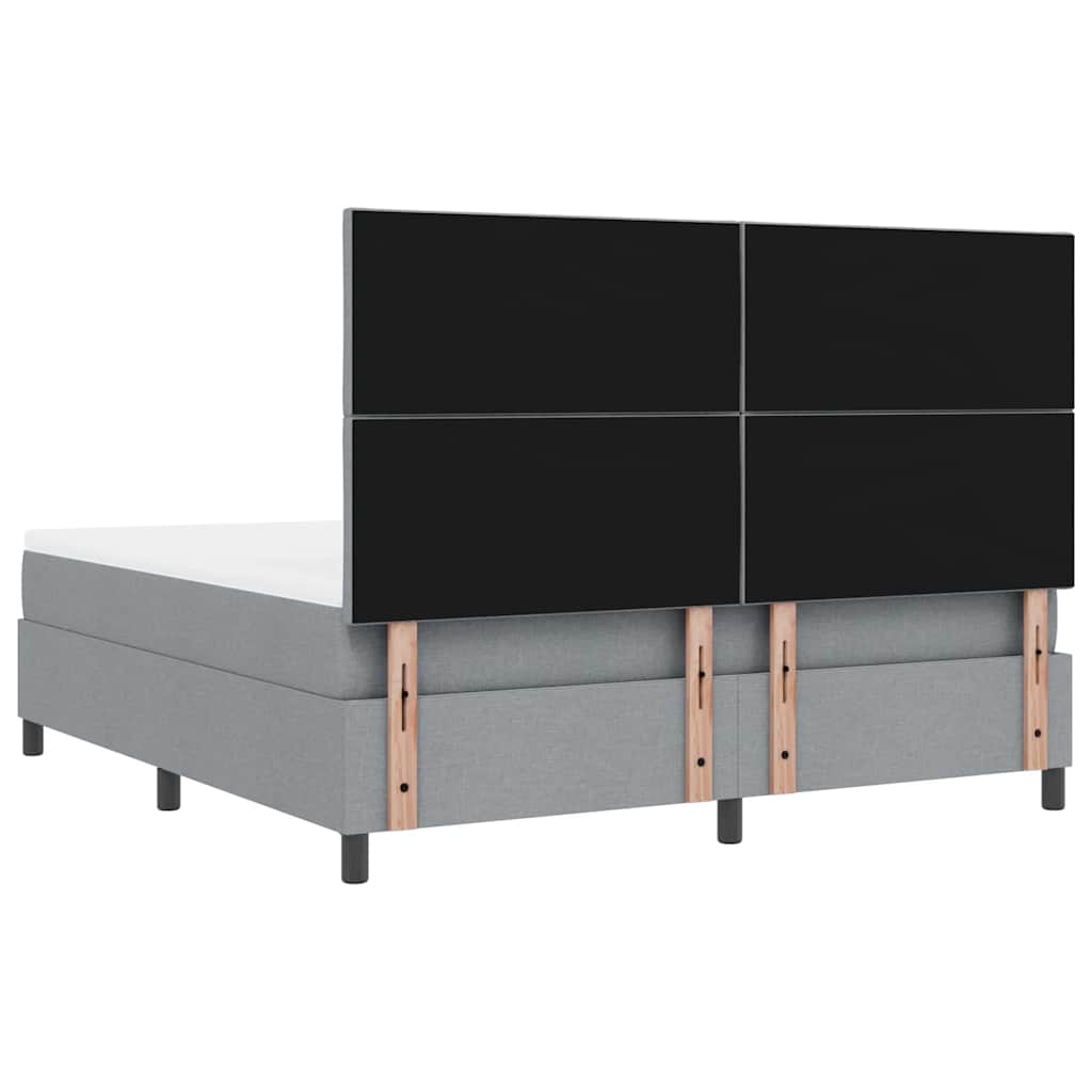 Box Spring Bed with Headboard Light Gray 180 x 200 cm Fabric