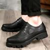 Men's Pointed Toe Leather Formal Shoes - Height Increasing, Thick Sole, Ideal for Business, Casual, or Wedding Wear.