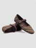 Brown Square Toe Mary Jane Flats with Large & Small Sequin Decorations and Single Strap Buckle
