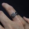 LENNIK "Triasteria" Adjustable Star Ring Silver-Clad White Copper Gothic Punk Edgy Jewelry for Men Women Retro Accessories Gift
