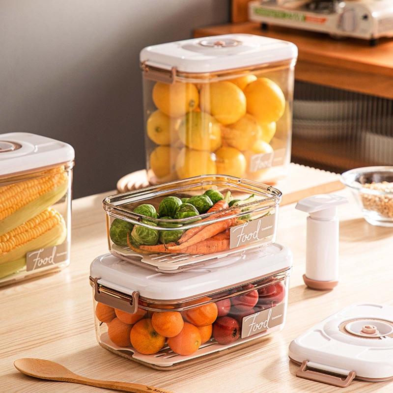 Creative Household Food Storage Box for Fruits Vegetables Durable Vacuum Sealer for Case with Pump Reusable Kitchen