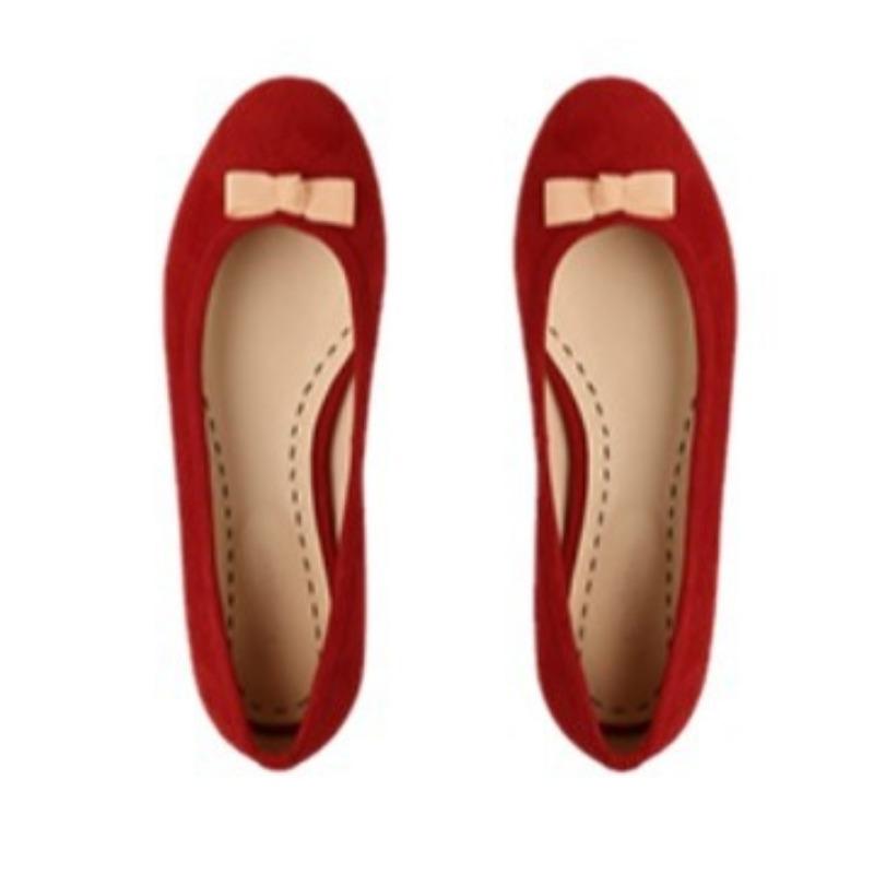 Sheepskin Version Leather Bow Round Head Light Mouth Color Matching Flat Ballet Shoes Women's Commuter Shoes