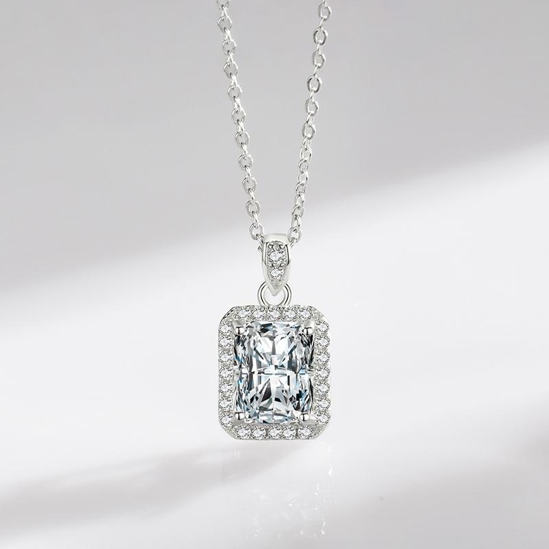 Modian 925 Sterling Silber Rechteck 5A Zirkonia Funkelnde Anhänger Halskette Kette Charm Hochzeit Verlobungsschmuck Für Frauen