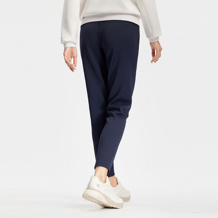 Fila Fitness Einfarbig Mittelhoch Kordelzug Gerades Bein Freizeit Hose Damen Unterteile Tiefblau A11W411605F-NV