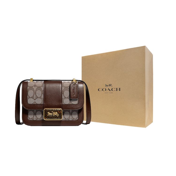Coach Alie 18 Monogram Flap Magnetic Closure Leather And Snakeskin Messenger Bag Small Shoulder Crossbody Bag Women bags 4616-B4S0M
