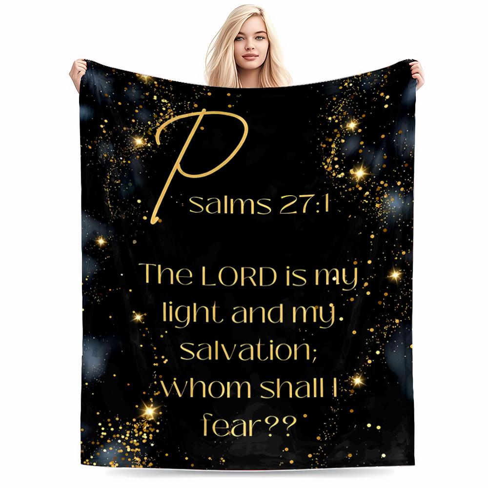 Psalm 27:1 Inspirational Quote Flannel Blanket for Bedroom, Living Room, Sofa, and Nap