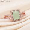 Trendy Luxury Rectangle Crystal Resizable Rings For Women Wedding Party Fashion Rose Gold Color Cubic Zirconia Jewelry Gift