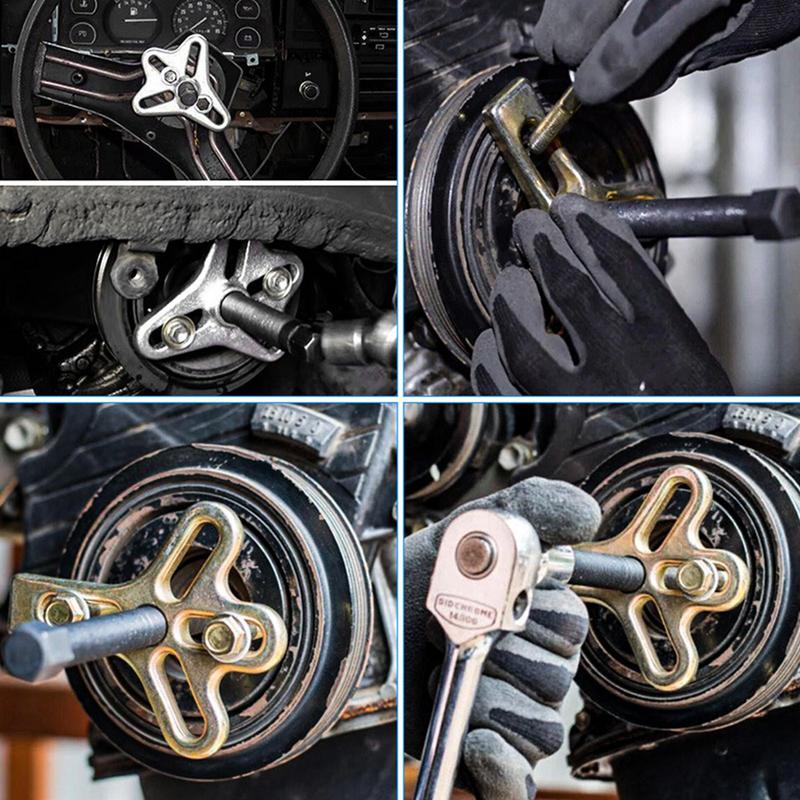 Harmonic Balancer Puller Set Heavy Duty Steering Wheel Pullers No Bending High Hardness Flywheel Crankshaft Pulley Puller Car