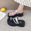 2025 new summer love rhinestone set toe slippers women show high thick bottom open toe slippers casual versatile can be worn outside
