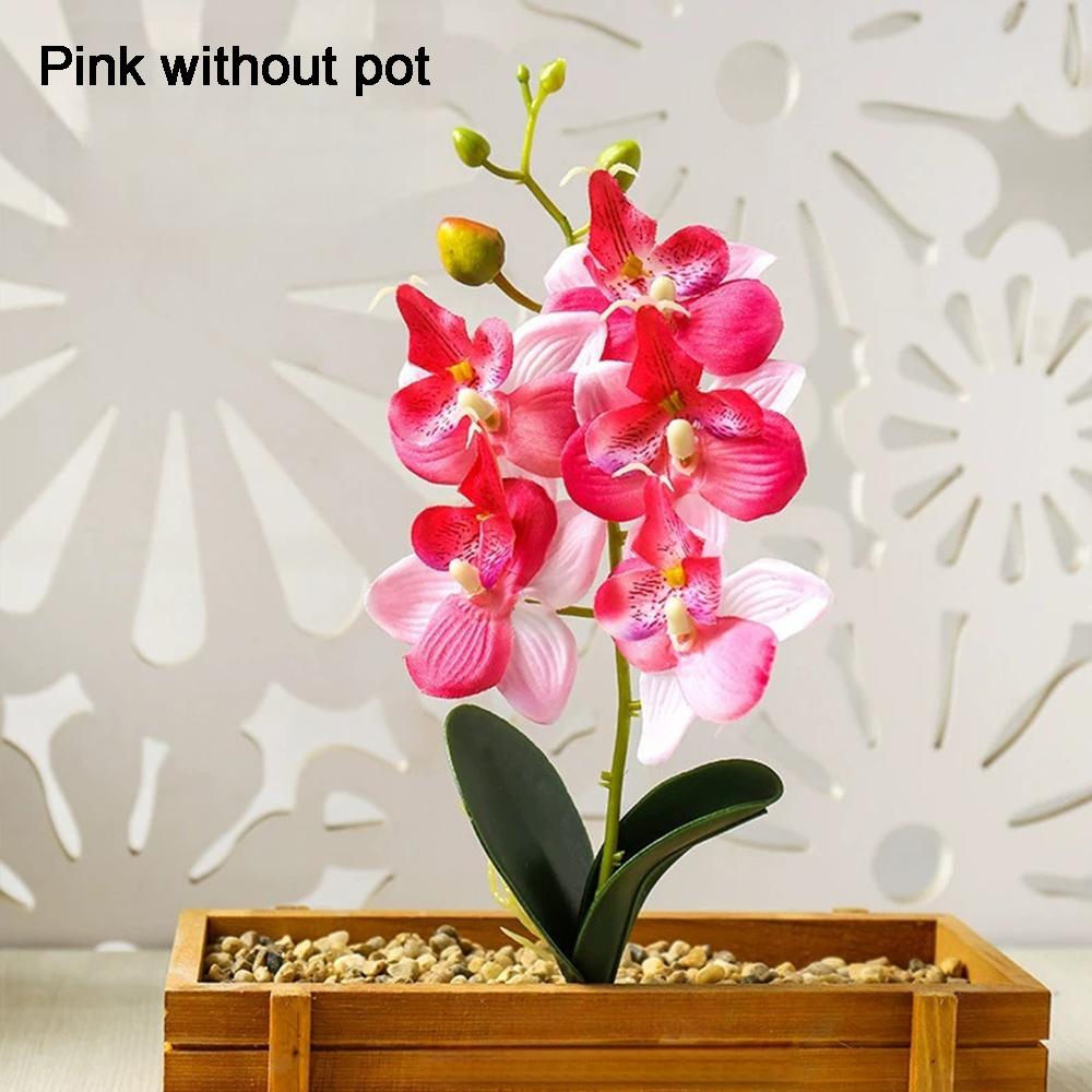 Orchidee Künstliche Orchideen Blumen mit Vase Weiß Pflanze Seide Falsche Orchideen Kunstblumen Gestecke für Heimdekoration