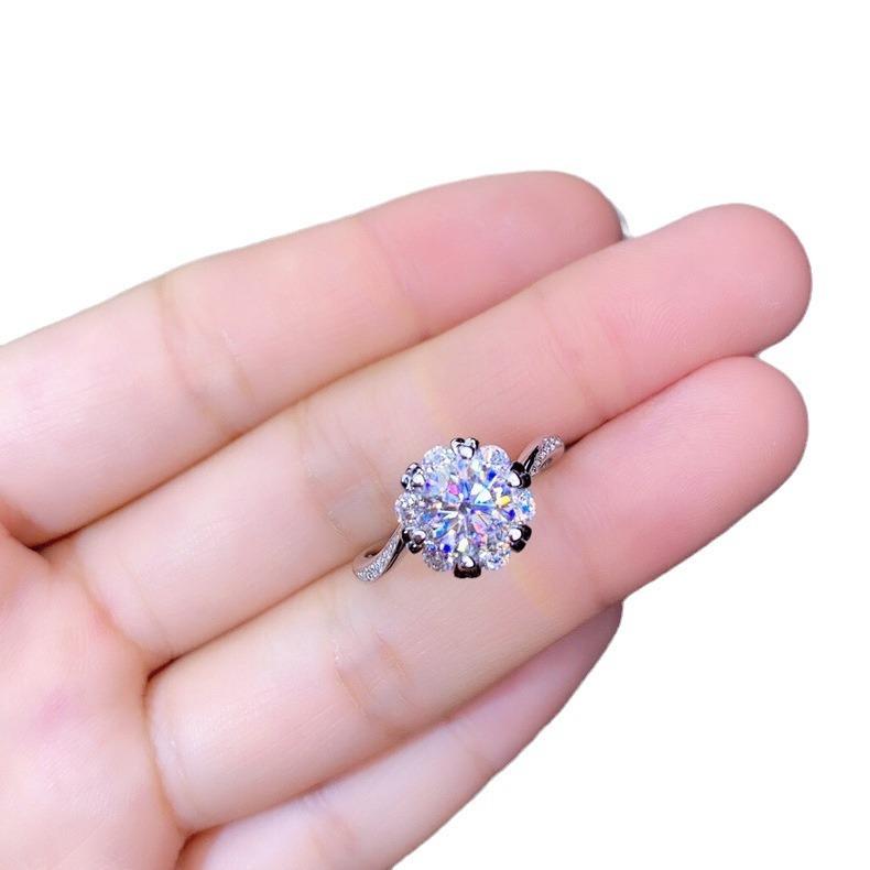 Eight Hearts And Eight Arrows Pt950 Kuaishou Full Diamond Opening Ring Female Zircon Diamond Ring