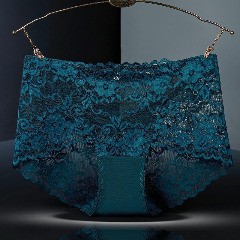 Sexy Hollow Lace Underwear Women's Plus Size Lingerie High Waisted Triangle Panties