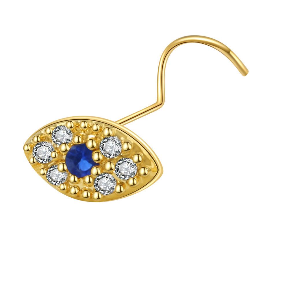 Fashion Gold S Rod Needle Curved Hook Thin Rod Nose Stud Sapphire Devil Eye Nose Decoration Personalized Simple Cartilage Nail