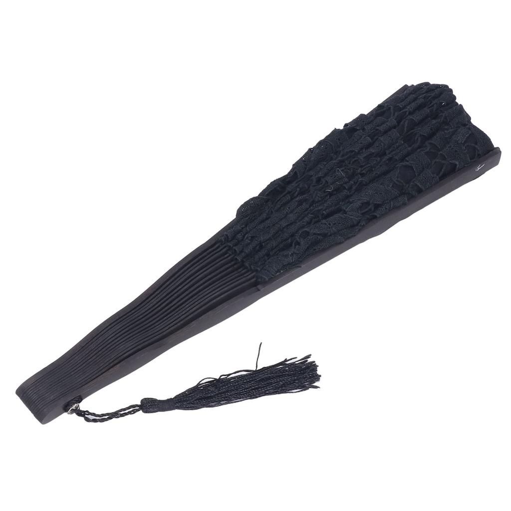 Evantai Pliabil Dantelă Ajurată Osatură Bambus Stil Vintage Evantai de Mână cu Ciucure pentru Haine de Spectacol