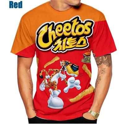 Sommer Herren T-Shirt 3D Gedruckt Cheetos Lebensmittel Druck T-Shirt Modisch Lässig Kurzarm Sportbekleidung Atmungsaktiv Herrenbekleidung