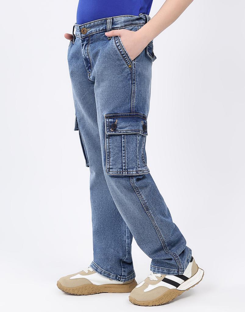 MONTE CARLO Jean cargo coupe droite pour garçon