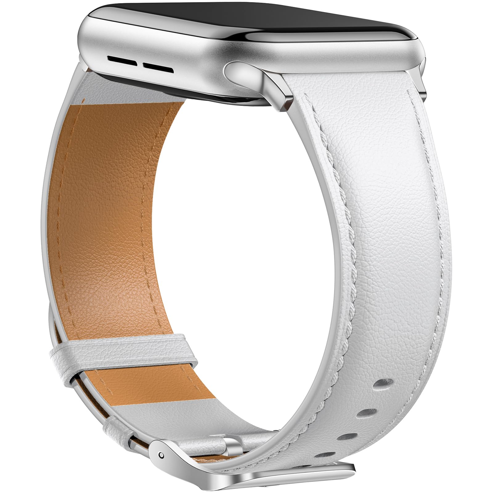 

Leather Band For Apple Watch Series 10 Ultra 9 8 7 SE 6 5 4 3 2 1 46mm 49mm 45mm 44mm 42mm Pointed Tail Strap Silver Buckle Grey