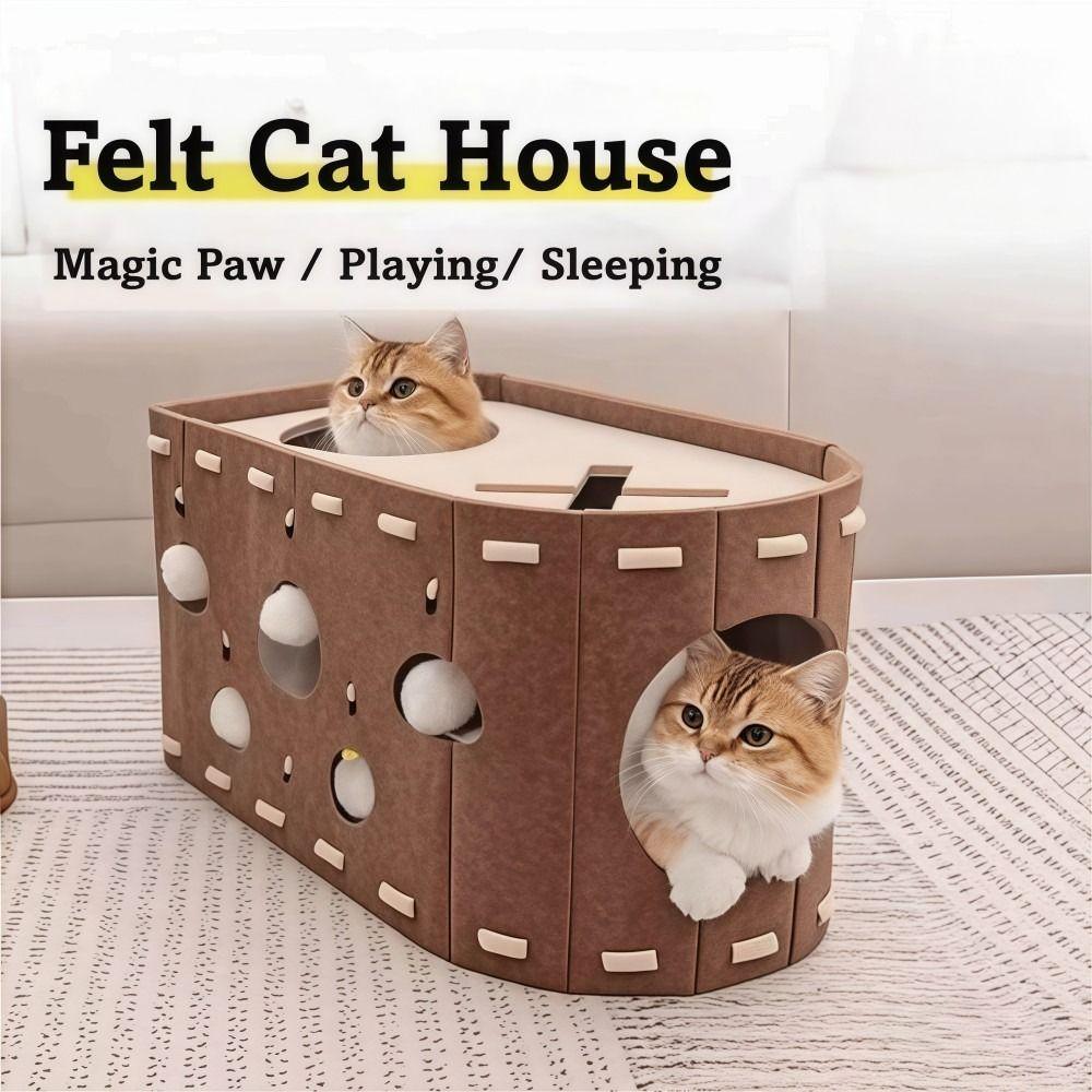 Felt Cat Bed All-in-one Cat Castle House Japanese Style Cat House  Four Seasons