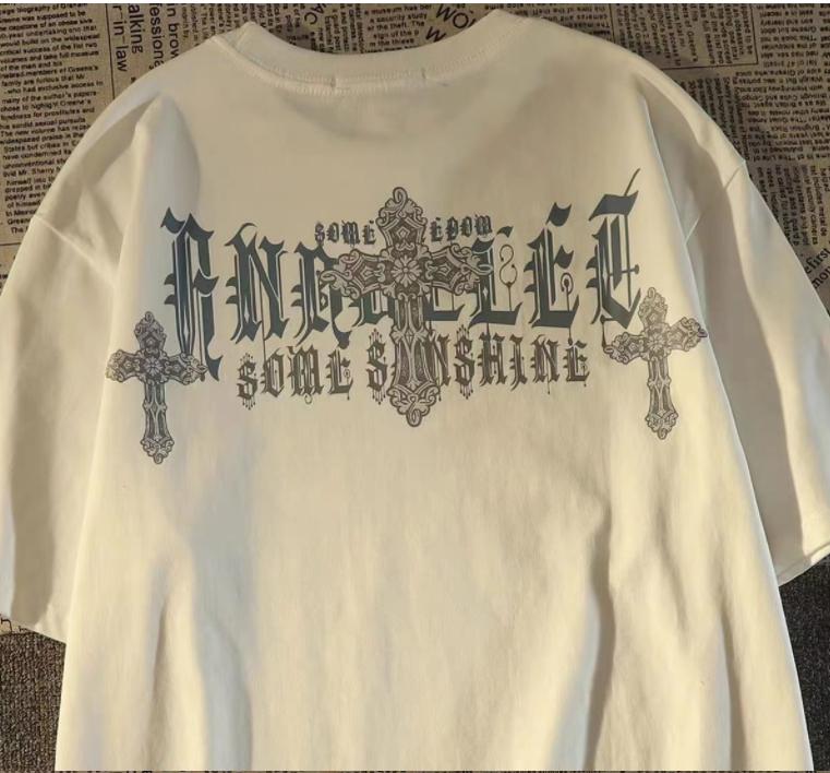 2025 Retro Cross Wing Loose Trendy Summer Tshirt 100 Cotton Cool Comfortable Versatile Adult Mens Daily Use Soft Breathable