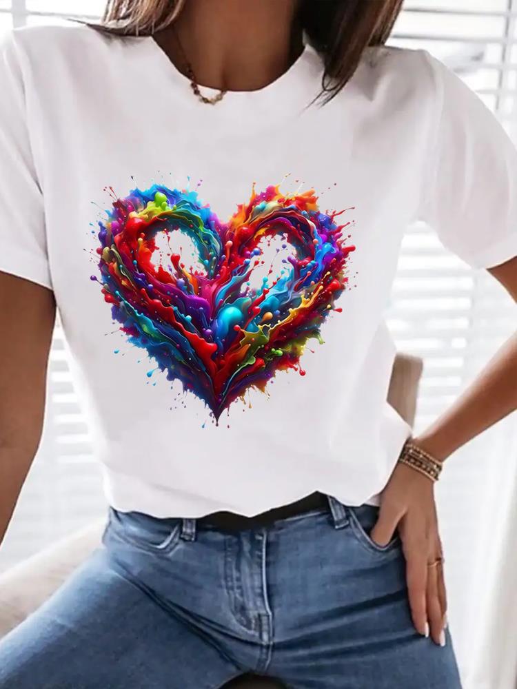 (Asian Size) Clothing T Shirt trend love style 90s Tee Top Women Fashion Female Woman Print  Short Sleeve Graphic T-shirts