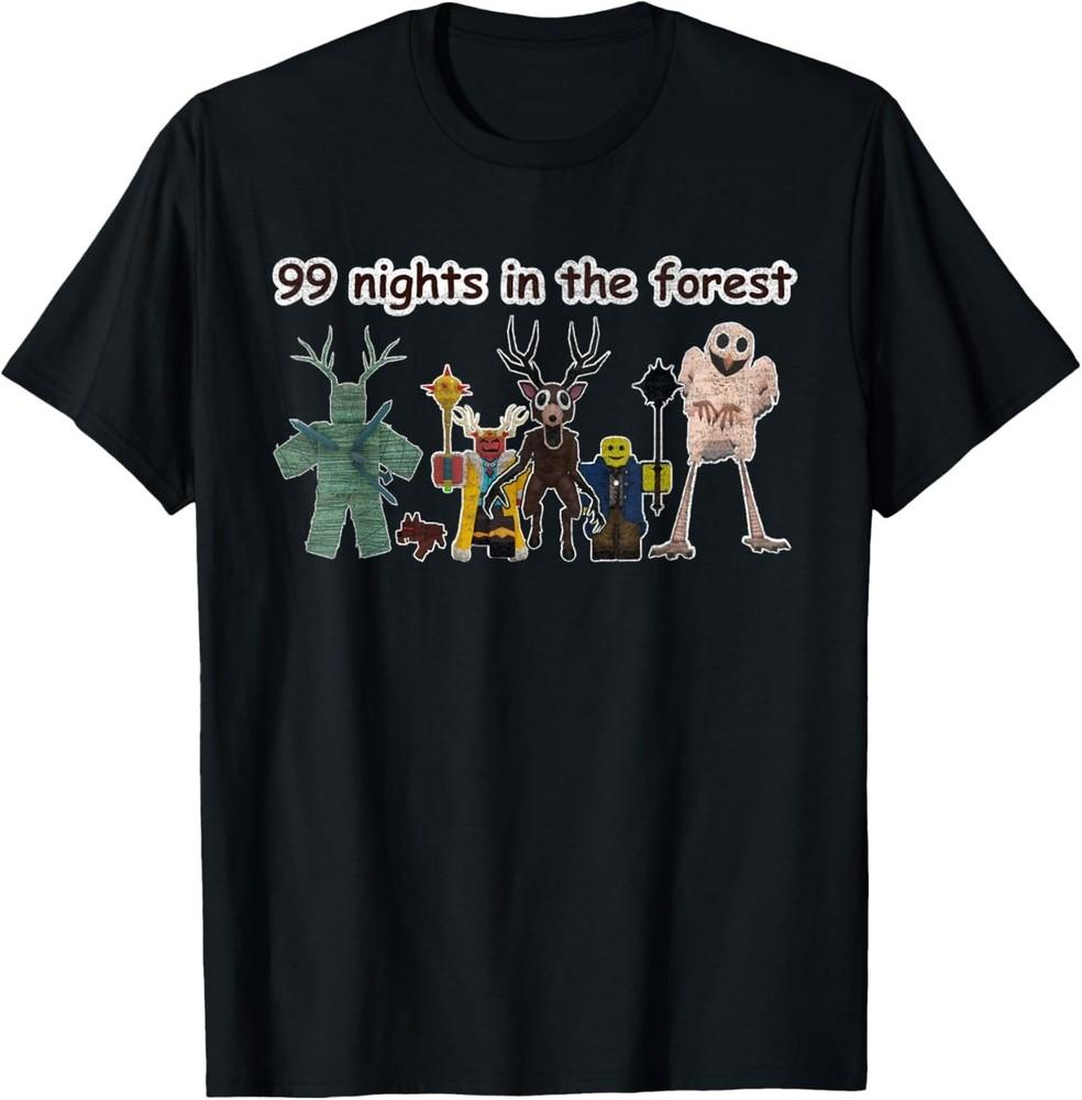 Scary 99 Nights Deer Gamer in The Forest Funny T-Shirt L