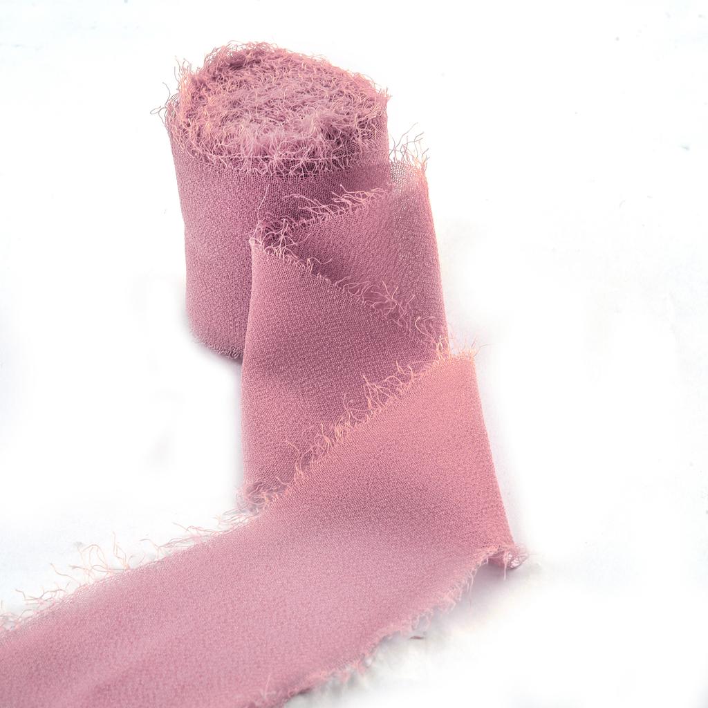 5M*4cm Handgefertigtes Ausgefranstes Satin-Chiffon-Seidenband für Hochzeitseinladungen, Verpackungen, Sträuße, Geburtstagsfeierdekorationen, Geschenke