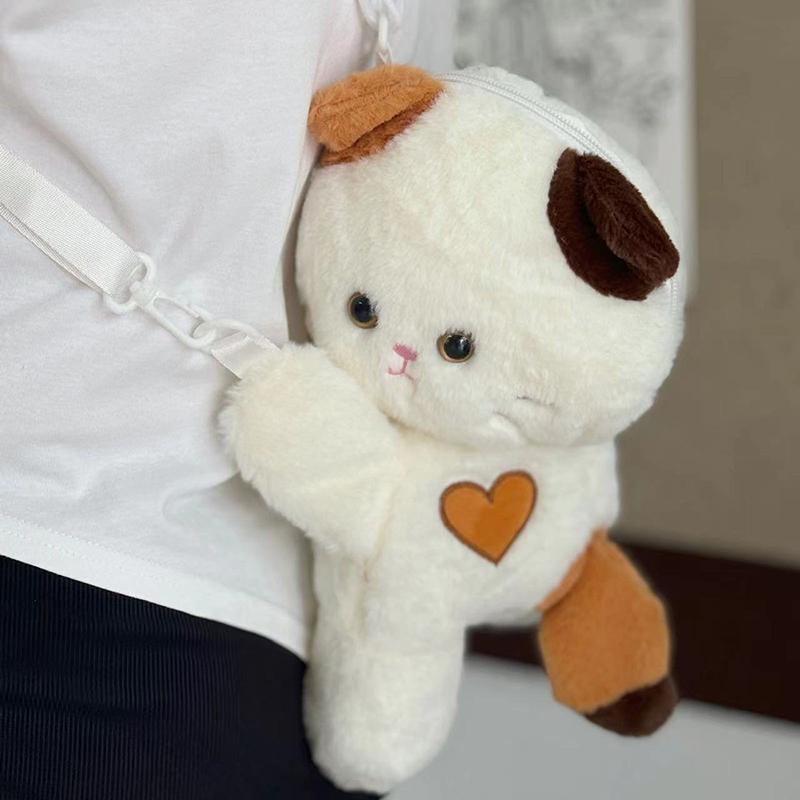1Pc Diy Decoration Women Funny Plush Cat Shoulder Bag Crossbody Bag Girl S Cute Cartoon Doll Mobile Phone Bag A2