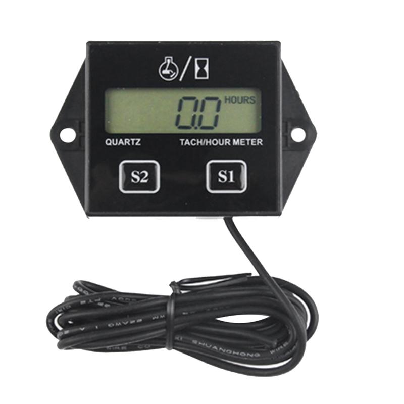 Engine Digital Display Tach Hour Meter Gauge Inductive Speedometer Car Stroke Tachometer Motorcycle Lawn Mower Durable