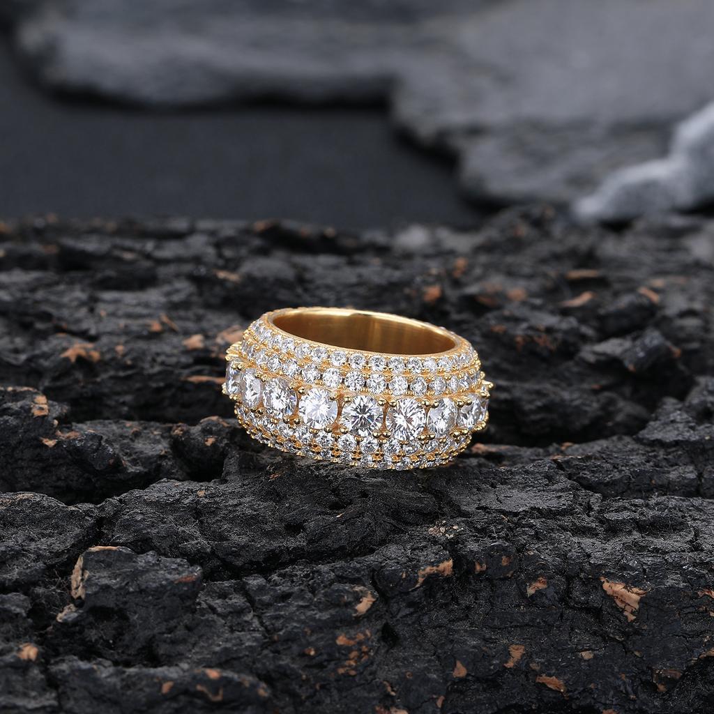 Spot supply full of copper zircon European and American rings trendy solid rings hip hop rings men