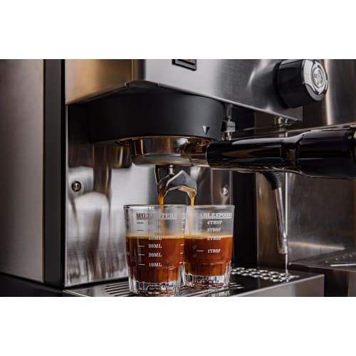 La Mellow Hybrid Portafilter 58mm for E61 Group Head Espresso Machines, Bottomless with Double Spout, Removable Blind Filter Basket Included