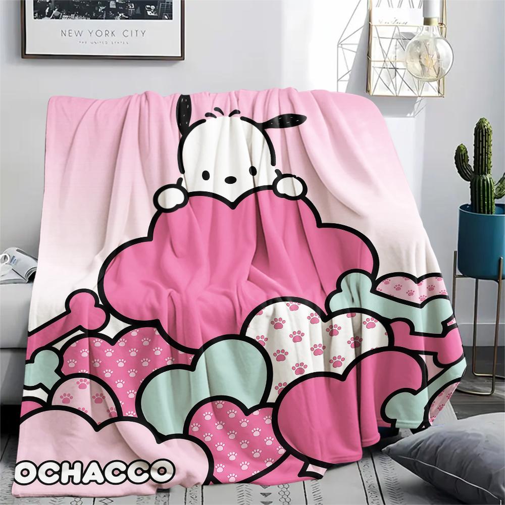 1PC Pochacco Print Flannel Blanket, High quality All Seasons, Home Decor, Warmth and Comfort, Perfect for Christmas Gifts