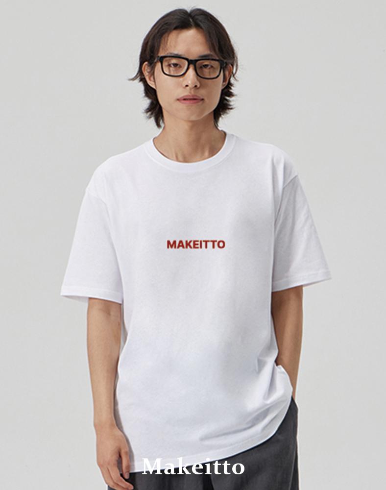 MAKEITTO [Square Logo] Crew Neck Tee_White