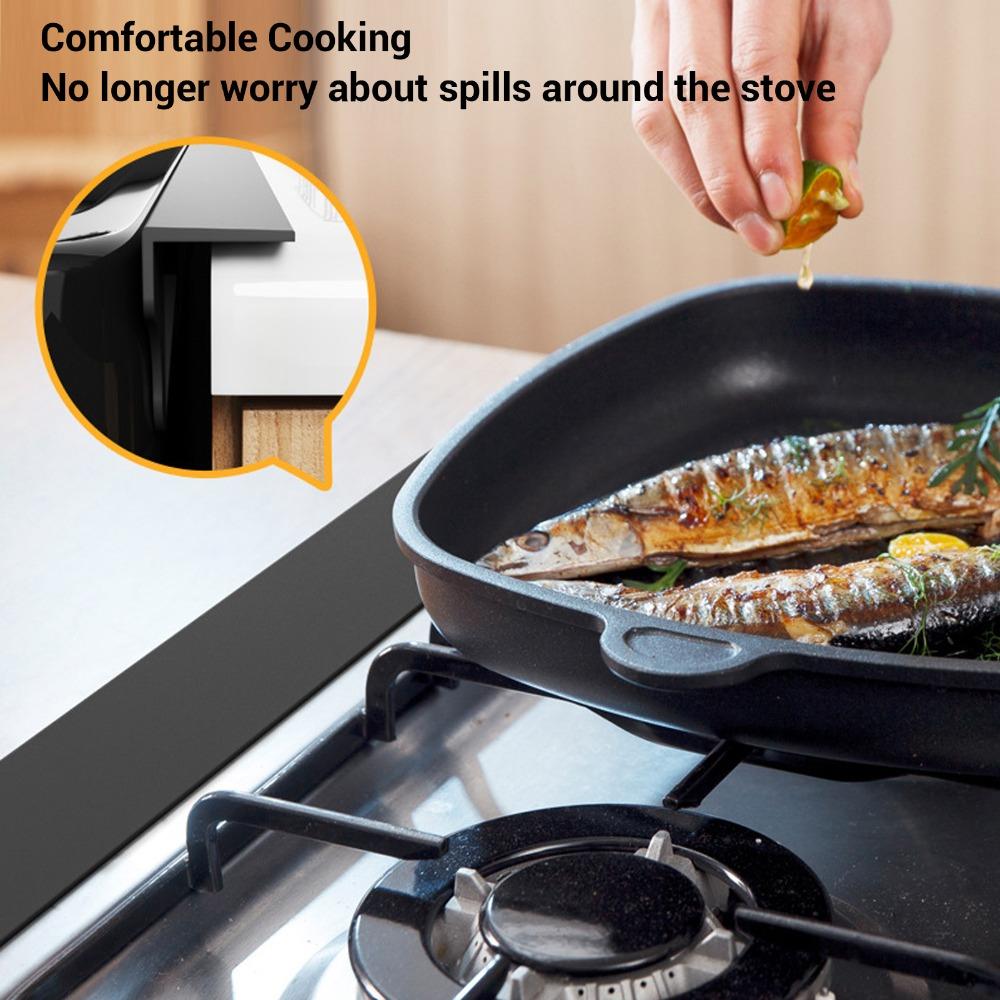 5 PCS Heat Resistant Stove Gap Cover Black Oven Gap Cover Durable Kitchen Gap Filler Stovetop Oven