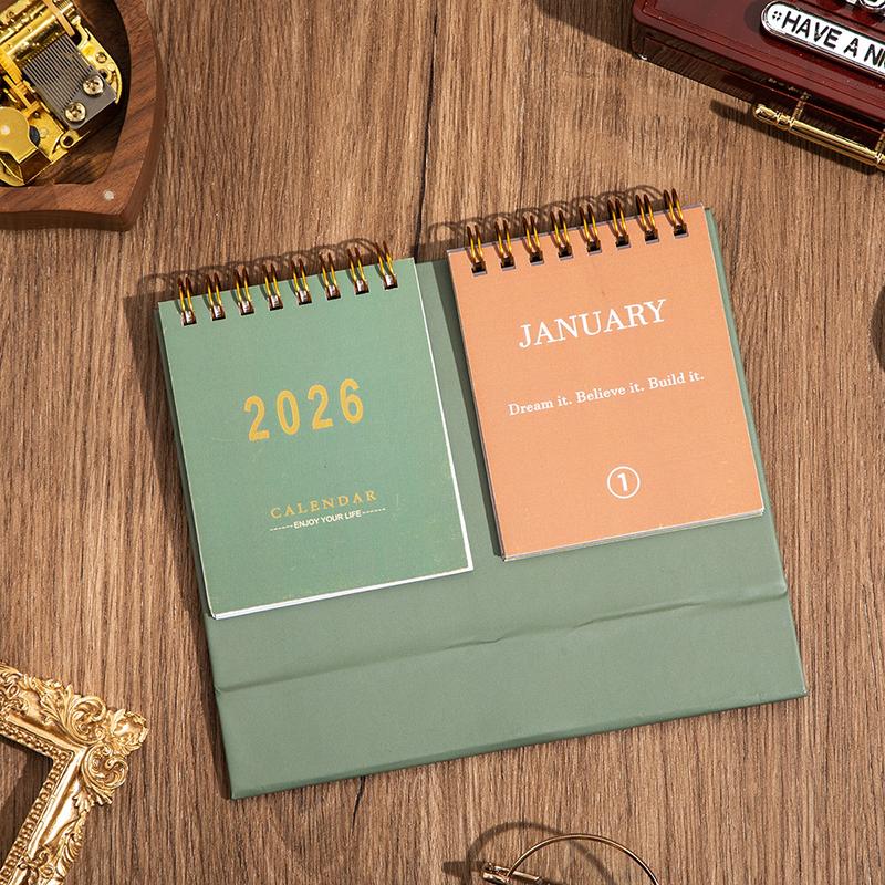 2026 Desk Calendar Mini Portable Simple English Handmade Desktop Decoration Office Daily Record Study Decor Desk Accessories