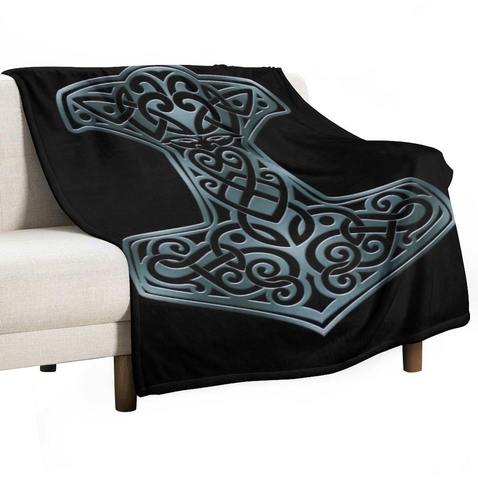Vikings - Thor s Hammer Mjolnir Nordic Knotwork Throw Blanket Decorative Throw wednesday Sofa Cute Blankets 30x40in
