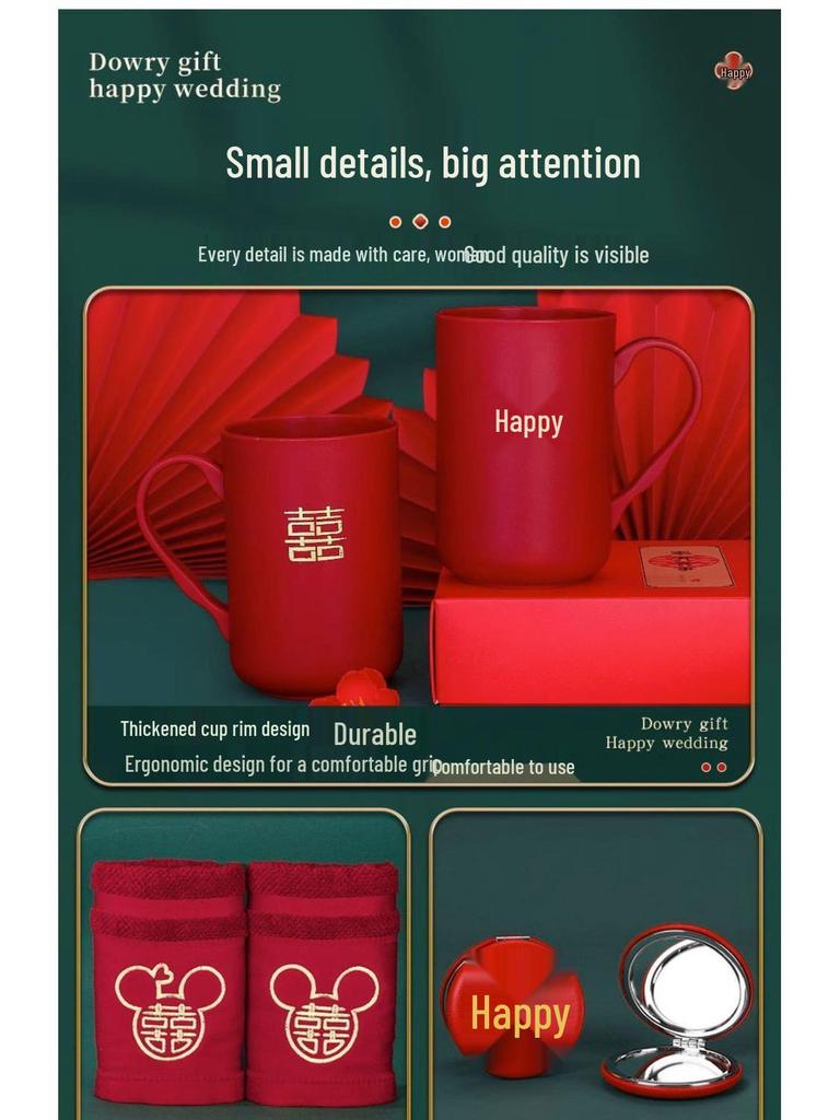 Luxurious Bridal Dowry Set: Practical Wedding Tea Ceremony Cups & Departure Treasure Pot