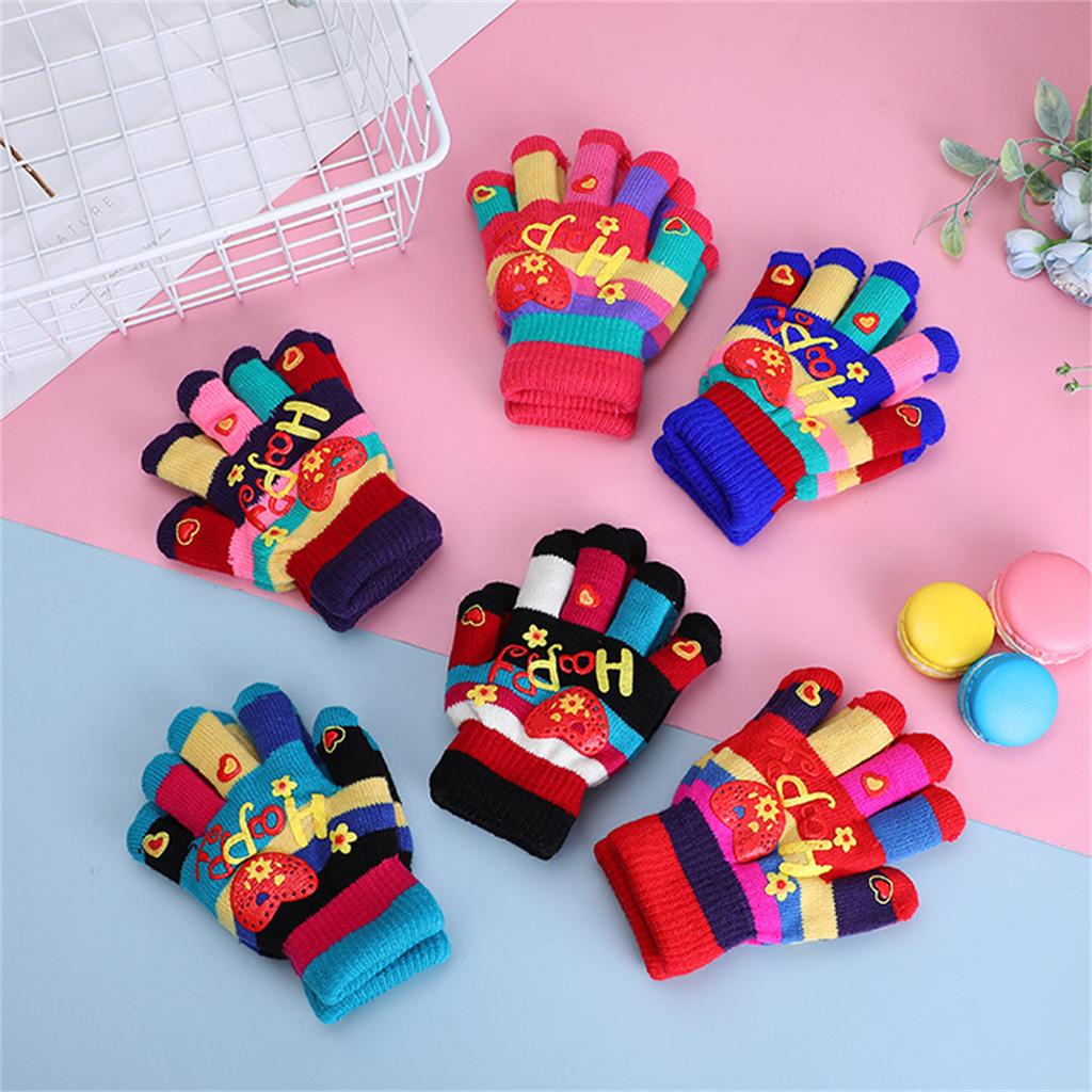 Children Trendy Warm Thermal Gloves Thicken Stylish Mitten Gloves for Cold Weather Winter Cycling Skiing Climbing