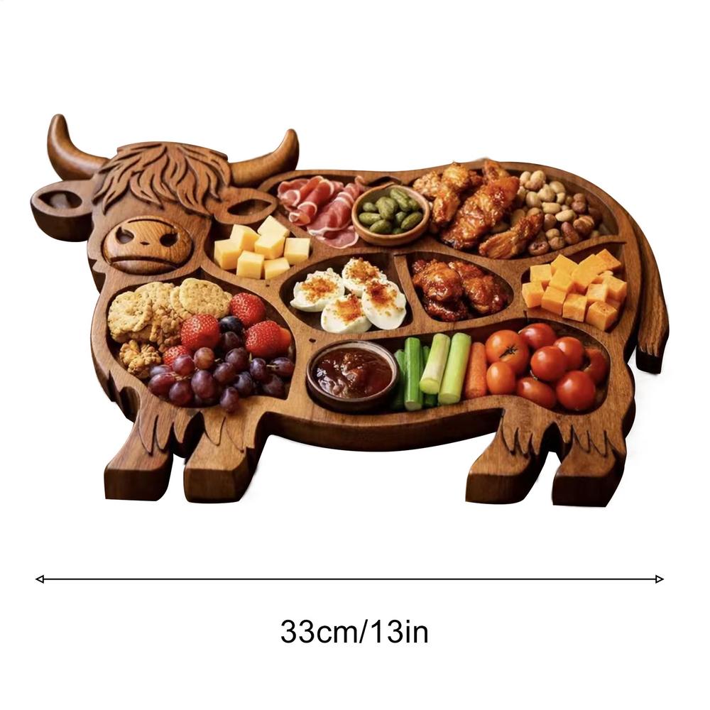 Cow Charcuterie Board Wooden Cow Food Platter Appetizer Board for Snack Fruit Meat Cheese Home Party Banquet Family Gathering