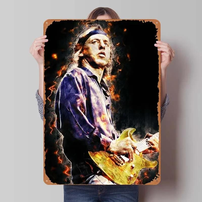 Plaque Métallique Mark Knopfler Affiches Chanteur Décoration Salle de Jeux Homme Plaque Vintage en Tôle pour Décoration Murale Intérieur