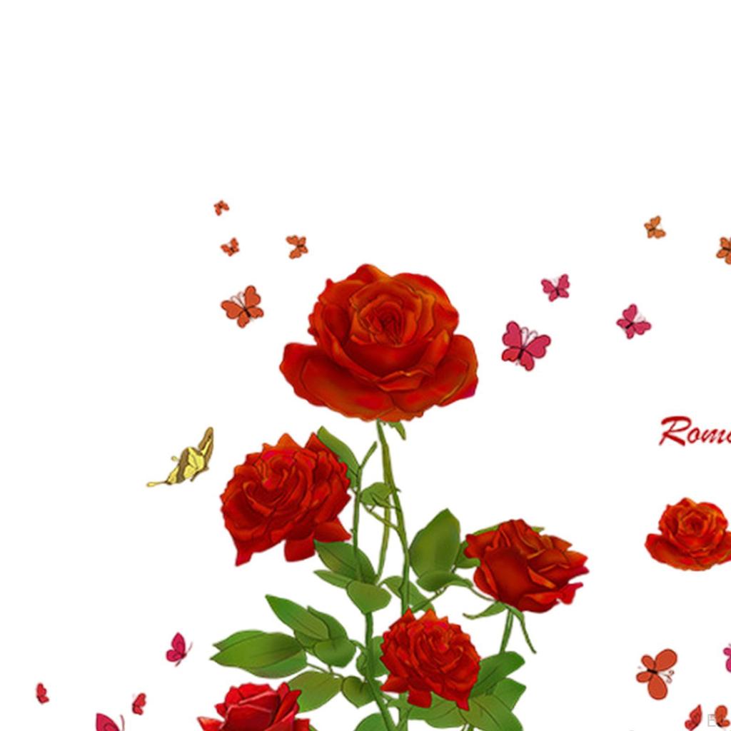 2Pcs Rose Flower Wall Sticker Decals Art Decor Anniversary Valentine's Day Murals PVC
