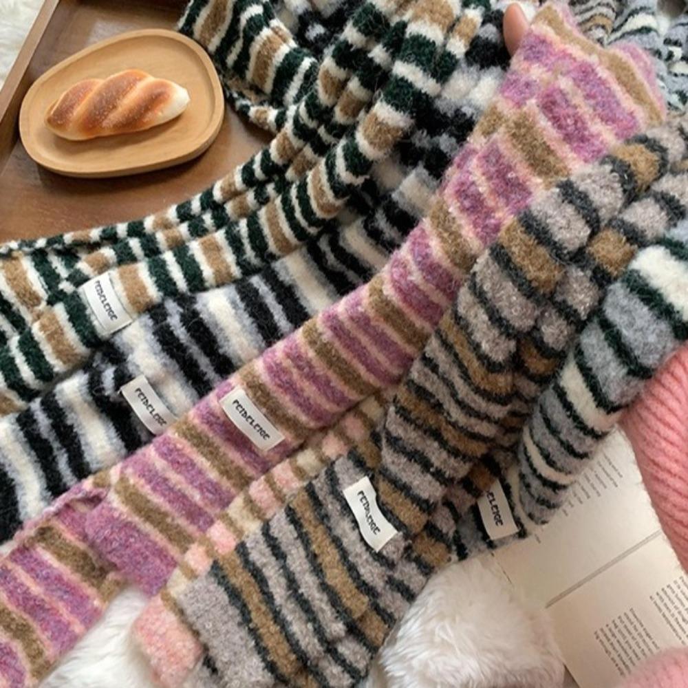 Collocation Clothing Accessories Y2K Striped Scarf Y2K Style Knitted Shawl  Girl